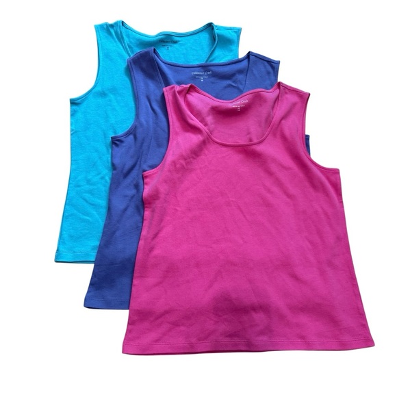 Coldwater Creek Bundle of 3 100% Cotton Tank Tops. Blue, Pink, Purple. EUC. PS - Picture 1 of 13